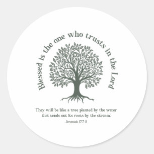 Christlich Earth Day Tree Bible Verse Jeremiah 177 Runder Aufkleber