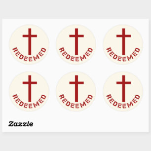 Christlich eingelöstes Rotes Kreuz und Textdesign Runder Aufkleber
