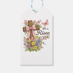 Christlich - Er ist auferstanden Florales Kreuz Re Geschenkanhänger