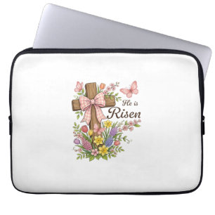 Christlich - Er ist auferstanden Florales Kreuz re Laptopschutzhülle