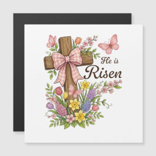Christlich - Er ist auferstanden Florales Kreuz Re Magnetkarte