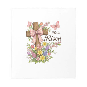 Christlich - Er ist auferstanden Florales Kreuz Re Notizblock