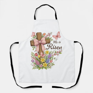 Christlich - Er ist auferstanden Florales Kreuz Re Schürze
