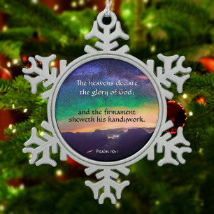 Christlich Faith Galaxy Psalm Verse Weihnachten Schneeflocken Zinn-Ornament
