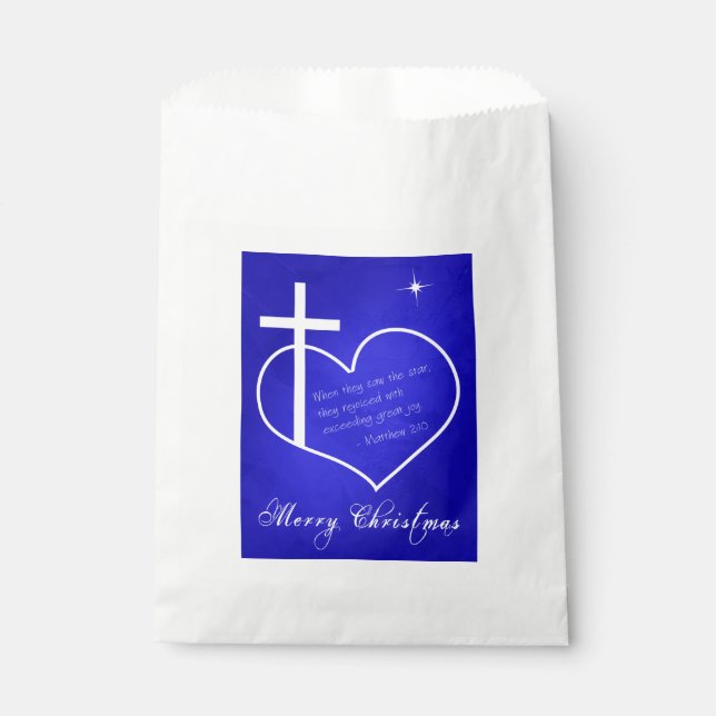Christlich frohe Weihnachten blau Geschenktütchen (Vorderseite)
