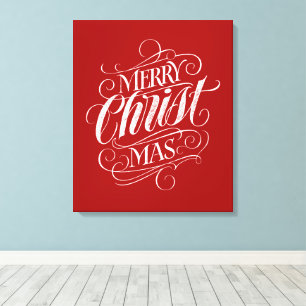 Christlich Frohe Weihnachtskhalerei Rote Schrift Leinwanddruck