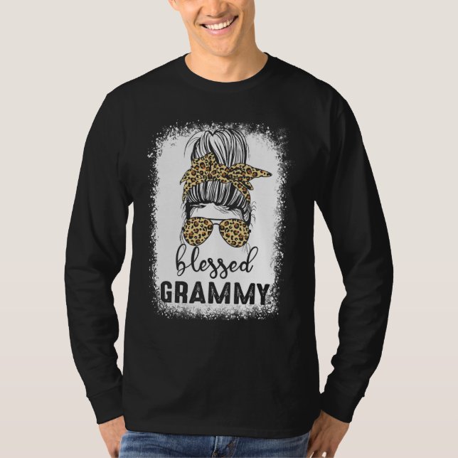 Christlich gebleicht Messy Bun gesegnet Grammy Mut T-Shirt (Vorderseite)