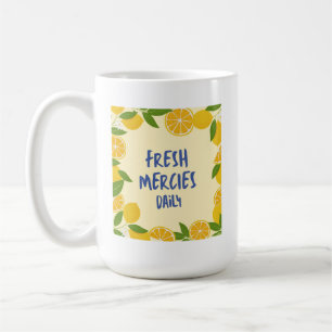Christlich Gelb Gingham Blau Schriftzug Zitrone Kaffeetasse