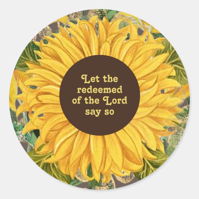 Christlich Gelbe Sonnenblume erlöst Lord Runder Aufkleber (Vorderseite)