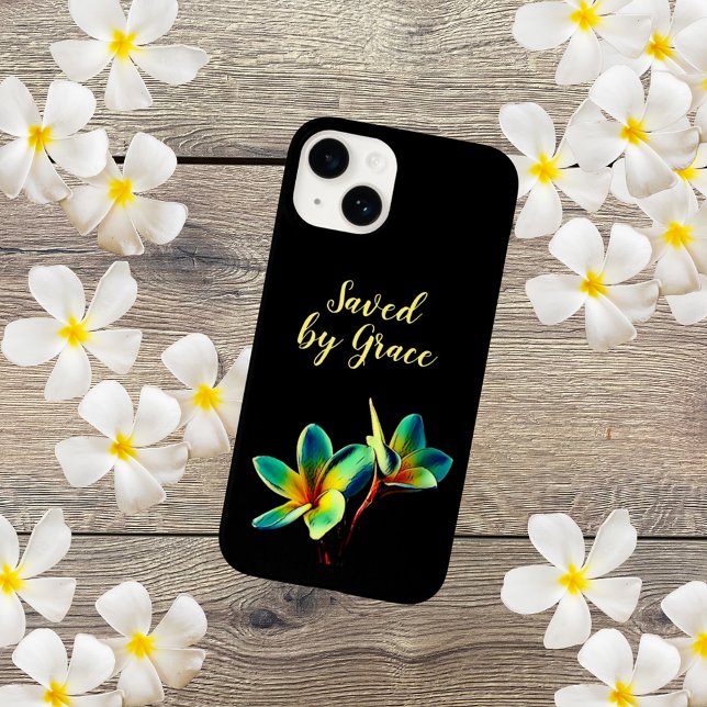 Christlich "Gerettet durch Anmut" mit gelbem Text Case-Mate iPhone 14 Hülle (Von Creator hochgeladen)