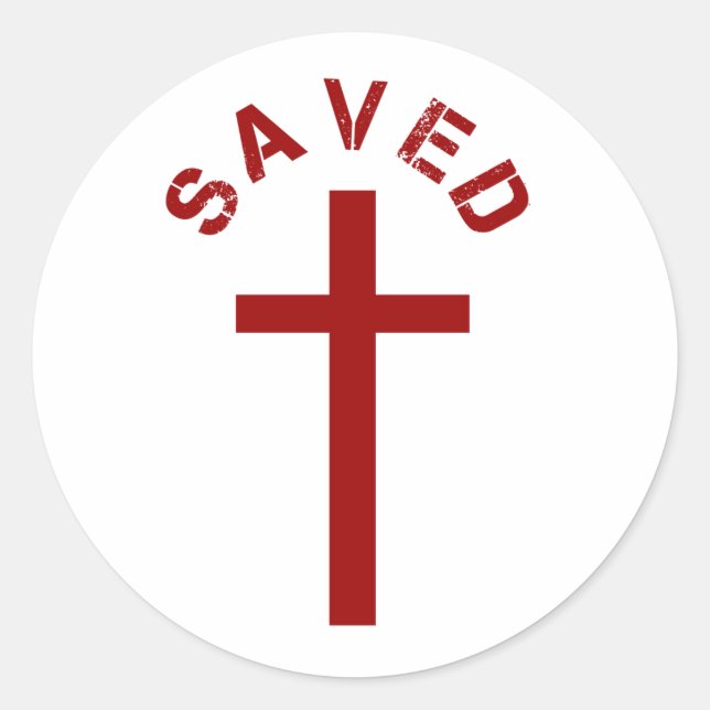 Christlich Gerettet Rotes Kreuz und Textdesign Runder Aufkleber (Vorderseite)