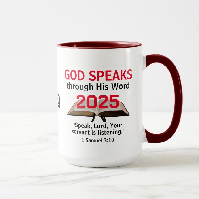 Christlich-Gottes Word-Bibel 2025 JEDES JAHR Monog Tasse (Rechts)
