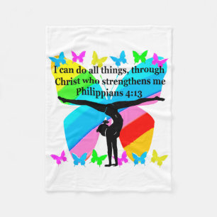 CHRISTLICH GYMNAST INSPIRATIONAL BIBLE DESIGN FLEECEDECKE