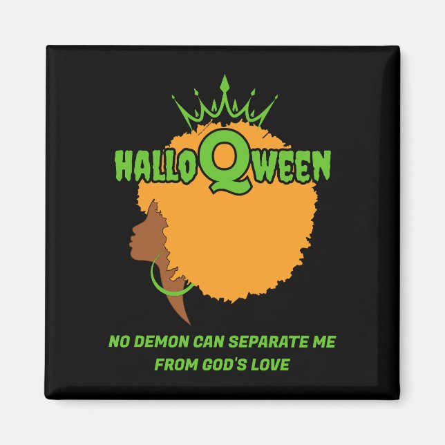 Christlich Halloween Afro Queen HALLOQWEEN Magnet (Vorne)