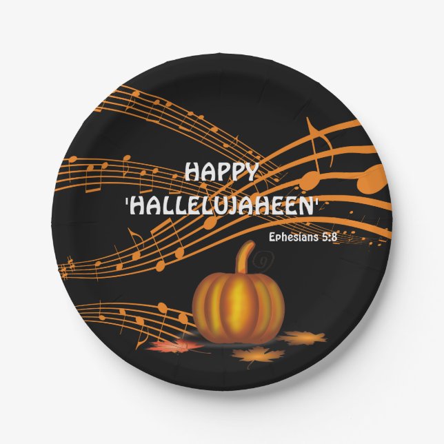 Christlich Halloween HALLELUJAHEEN | Kürbis Pappteller (Vorderseite)