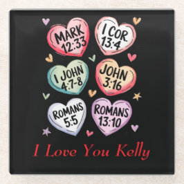Christlich Heart Valentines Bibelverse I Liebe Sie Glasuntersetzer