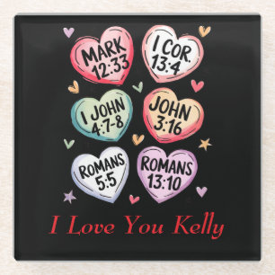 Christlich Heart Valentines Bibelverse I Liebe Sie Glasuntersetzer