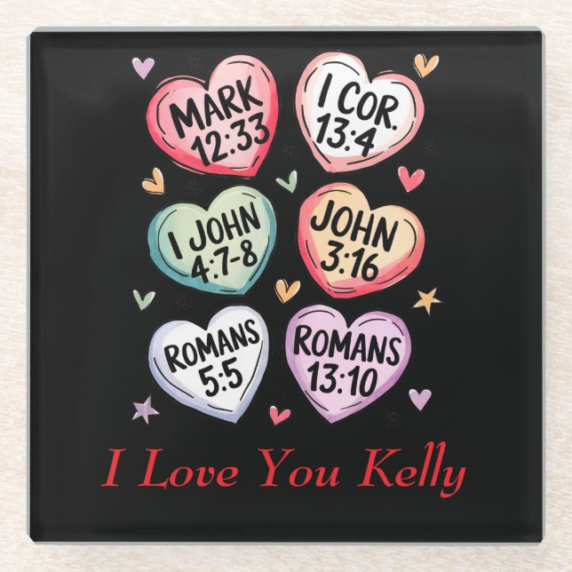 Christlich Heart Valentines Bibelverse I Liebe Sie Glasuntersetzer (Vorderseite)