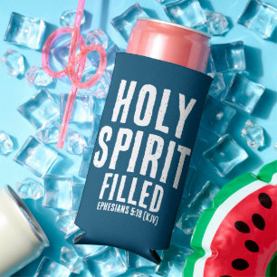 Christlich "HOLY SPIRIT Filed" Ozean Blau & Weiß Selters Dosenkühler