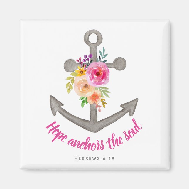 Christlich Hope Anchors the Soul Verse Floral Magnet (Vorne)
