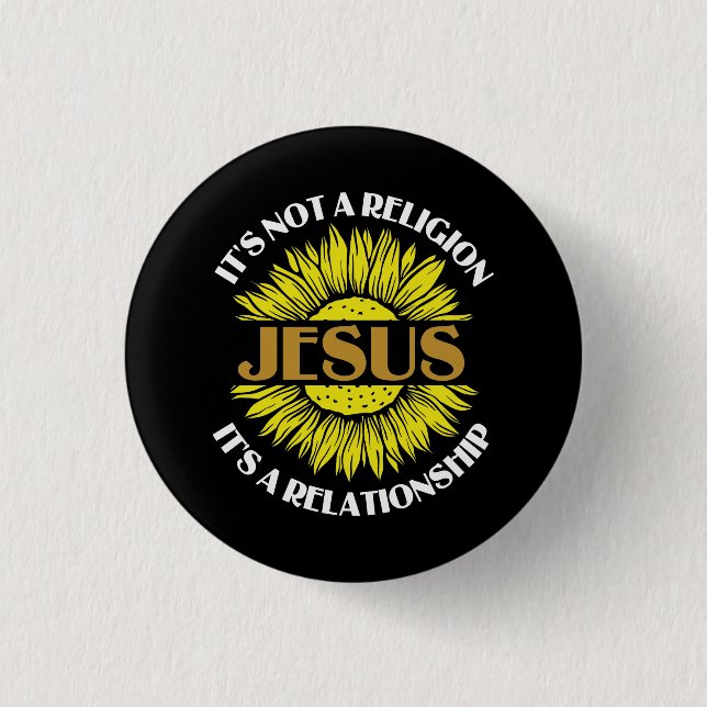 Christlich ist kein religiöser Jesus Sonnenblume Button (Vorderseite)