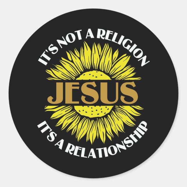 Christlich ist kein religiöser Jesus Sonnenblume Runder Aufkleber (Vorderseite)