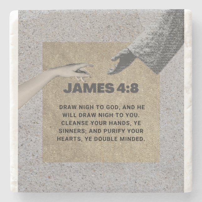 Christlich James 4:8 Stone Untersetzer (Vorderseite)