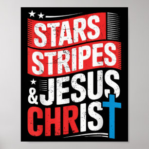 Christlich Jesus Christus Stars Streifen 4. Juli U Poster