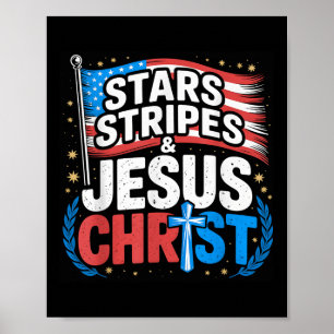Christlich Jesus Christus Stars Streifen 4. Juli U Poster