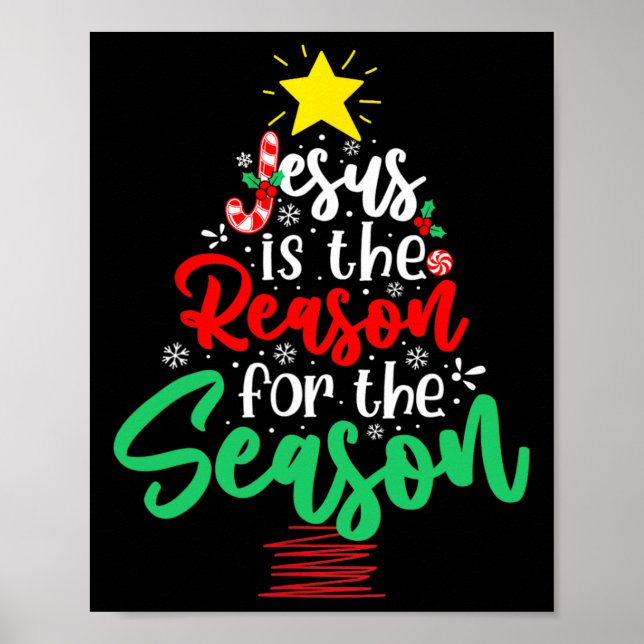 Christlich Jesus ist der Grund Weihnachtsbaum Poster (Vorne)