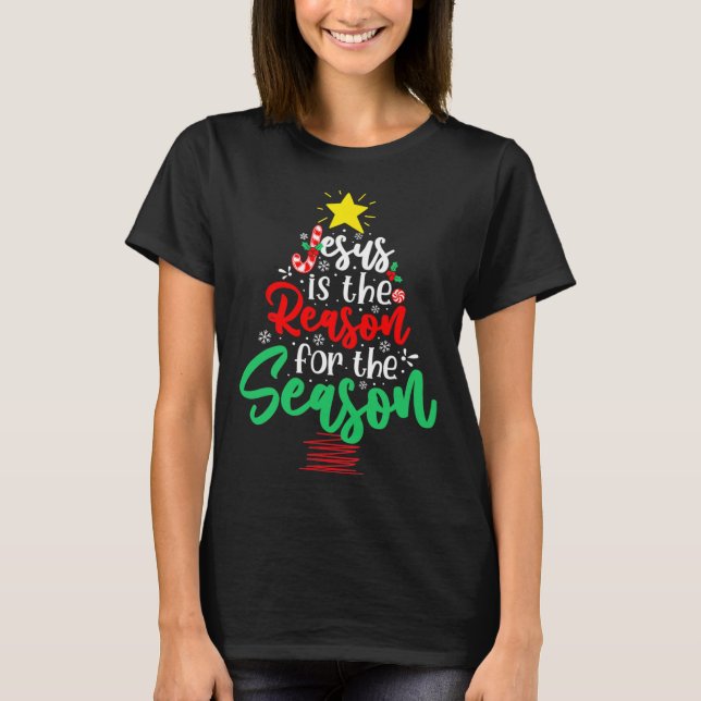 Christlich Jesus ist der Grund Weihnachtsbaum T-Shirt (Vorderseite)