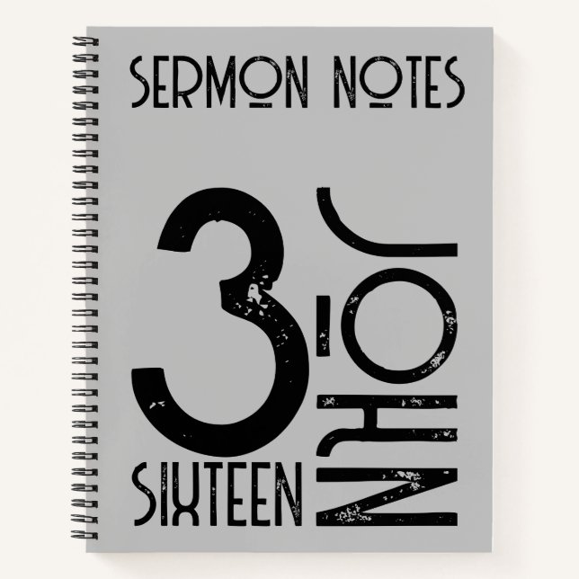 Christlich John 3:16 Minimale Typografie Sermon Notizbuch (Vorderseite)