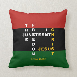 Christlich JUNETEENTH-Kreuzworträt Kissen