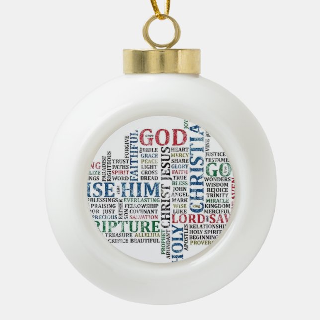 Christlich-katholischer Weihnachtsbaum Keramik Kugel-Ornament (Vorderseite)