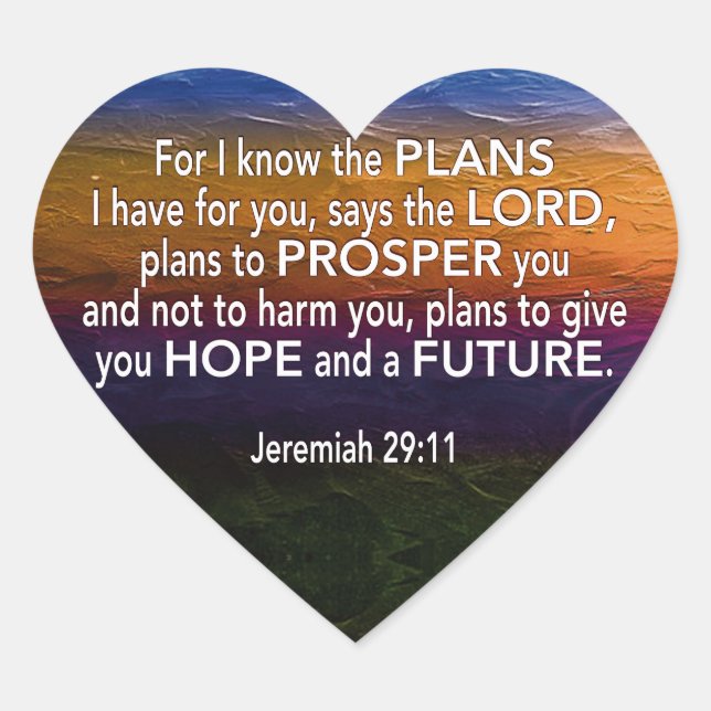 Christlich KENNE ICH DIE PLANEN Jeremiah 29:11 Herz-Aufkleber (Vorderseite)