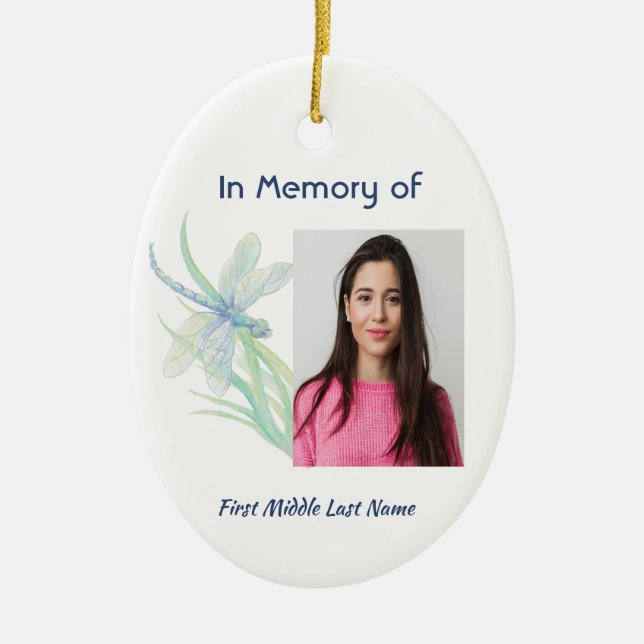 Christlich Memorial Keepake Dragonfly Wasserfarbe Keramik Ornament (Vorne)