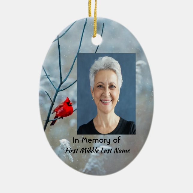 Christlich Memorial Keepake Kardinal Red Bird Keramik Ornament (Hinten)