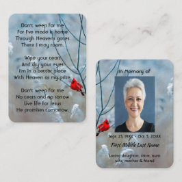 Christlich Memorial Keepake Kardinal Red Bird Visitenkarte