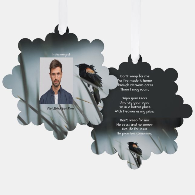 Christlich Memorial Keepake Red-wing Blackbird Ornament Karte (Vorderseite/Rückseite)