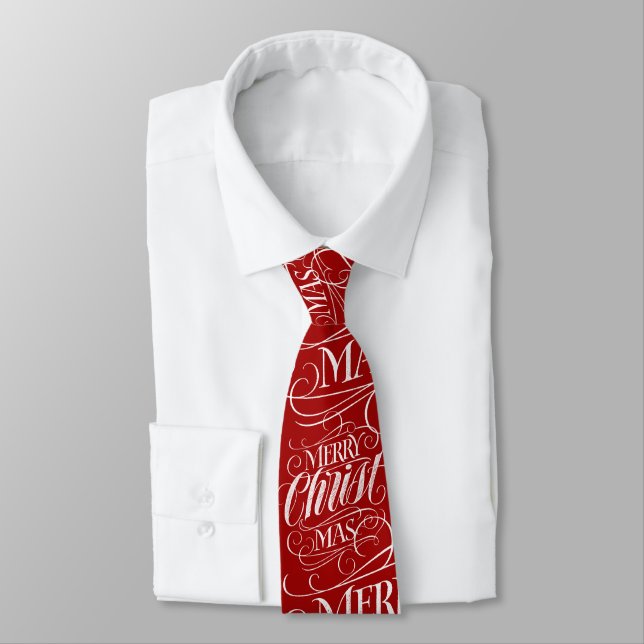 Christlich Merry Christmas Chalk Calligraphy Red Krawatte (Gebunden)