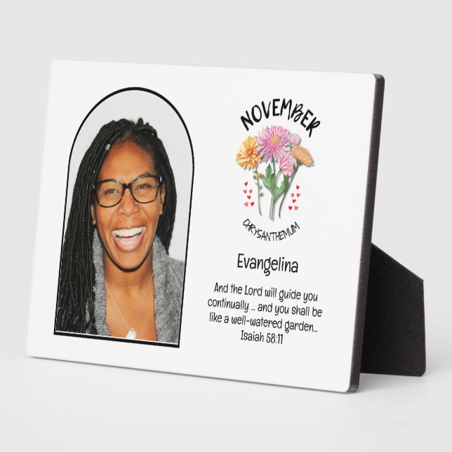Christlich NOVEMBER Geburtsmonat Blume NAME FOTO Fotoplatte (Seite)