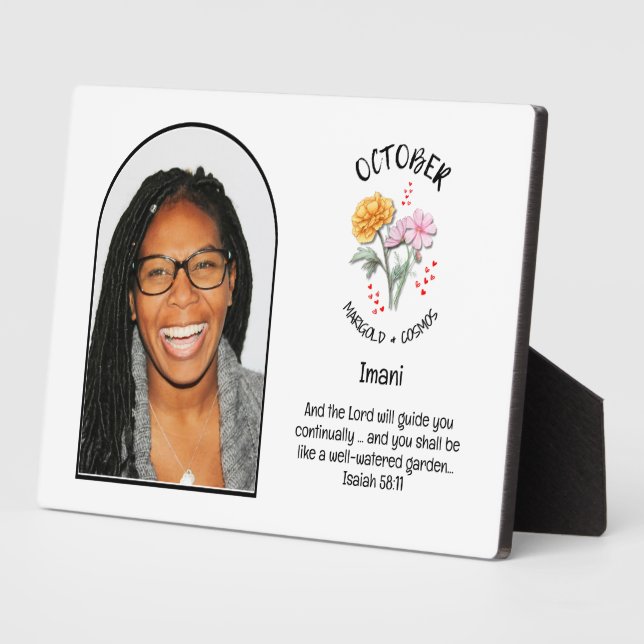 Christlich OCTOBER Geburtsmonat Blume NAME FOTO Fotoplatte (Seite)