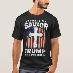 Christlich Patriotischer Jesus Erlöser Trump Präsi T-Shirt