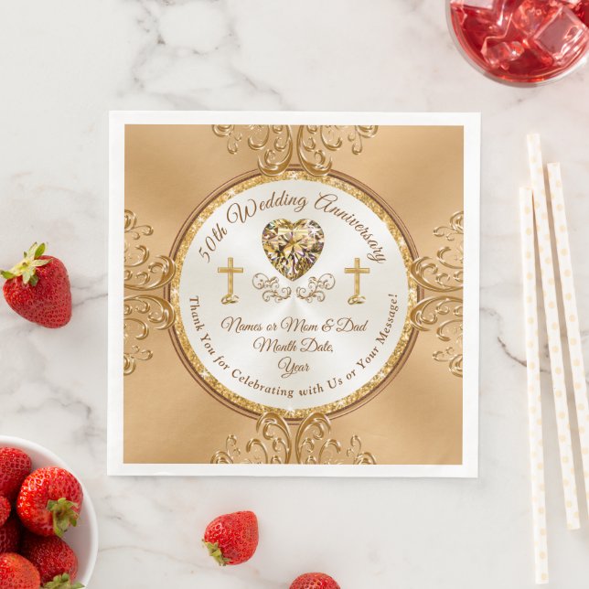 Christlich Personalisiert, 50. Jubiläum Napkins Serviette (Beispiel)