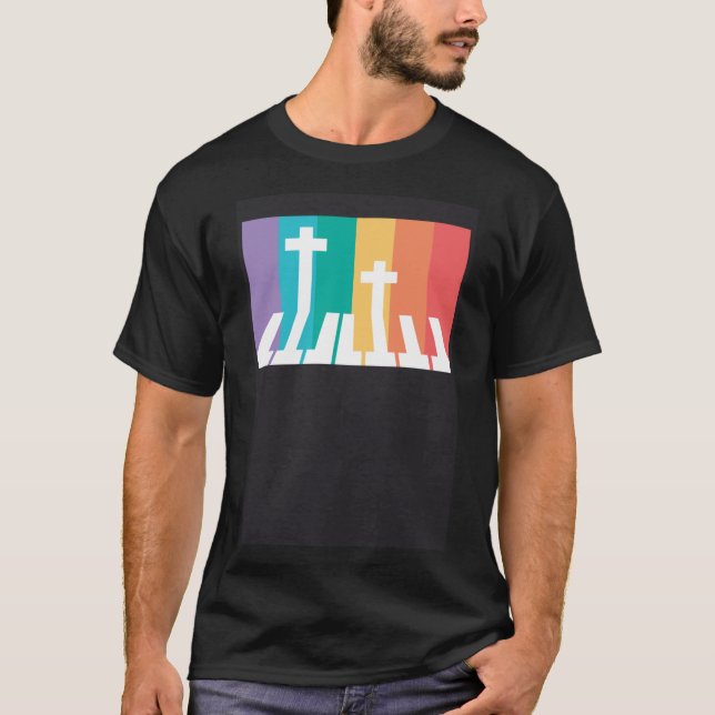 Christlich Pianist Piano Player Religiöse Musikeri T-Shirt (Vorderseite)