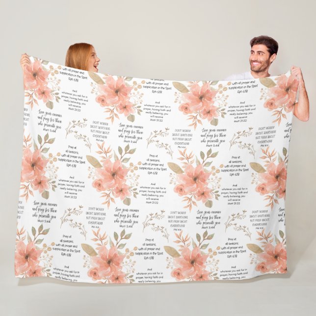Christlich PRAYER Peach floral Fleecedecke (Beispiel)