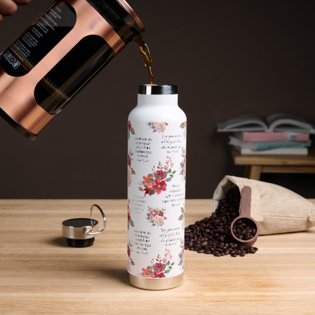 Christlich PRAYER Peach floral Trinkflasche (Kaffee)