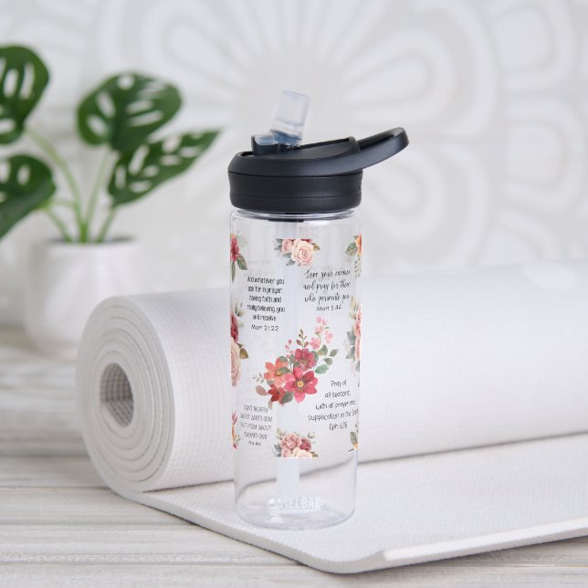 Christlich PRAYER Peach floral Trinkflasche (Yoga)