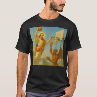 Christlich Religiöser Lustiger Jesus Teufel Spiele T-Shirt