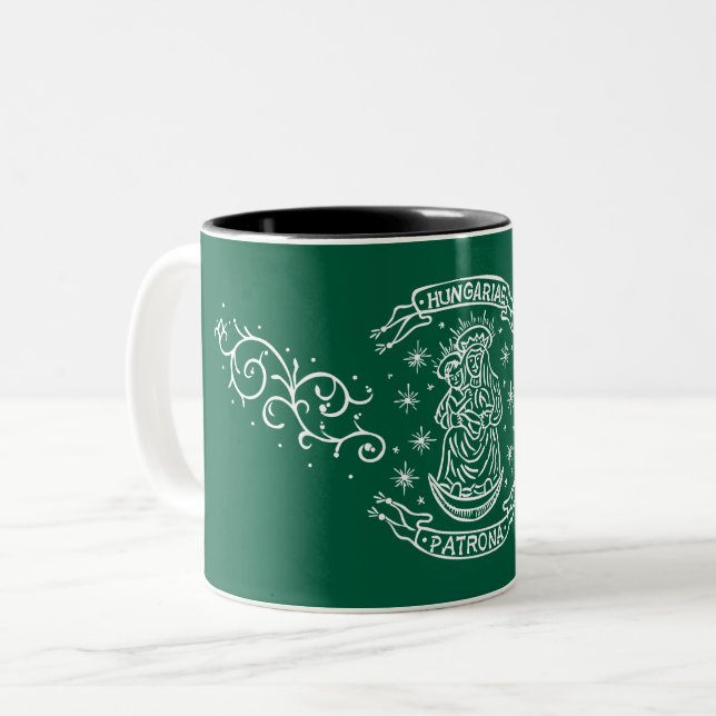 Christlich-religiöses Motiv mittelalterliche Jungf Zweifarbige Tasse (Vorderseite Links)